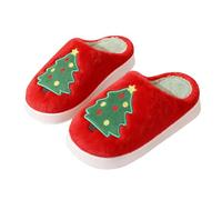 Pantuflas de Navidad para mujer, de espuma viscoelástica, sin cordones, para casa de árbol de Navidad, antideslizantes, de forro polar, para interiores y exteriores, Red, 37 EU