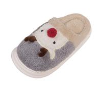 Pantuflas de Navidad para mujer, diseño de reno, pantuflas de felpa con diseño de reno, deslizadores festivos de Navidad, deslizadores de dibujos animados, divertidos, súper cálidas, suaves