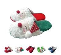Pantuflas de Navidad para mujer, pantuflas de vacaciones para mujer, zapatos de interior, pantuflas de Papá Noel, de piel sintética, cálidas, para el hogar, zapatos casuales peludos para el dormitorio