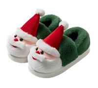 Pantuflas de Navidad para mujeres y hombres, pantuflas de Papá Noel peludas para el hogar, color rojo, novedosas, festivas, de Papá Noel, reno, con forro polar de piel, bonitas, cálidas, suaves