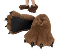 Pantuflas de pata de animal, pantuflas de pata de animal, de felpa cálida, divertida, monstruo con forma de garra, antideslizantes, cómodas para adultos, hombres y mujeres, marrón, 33x20x10 cm