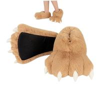 Pantuflas de pata de animal, pantuflas de pata de animal, de felpa cálida, divertida, monstruo con forma de garra, antideslizantes, cómodas para adultos, hombres y mujeres, caqui, 33x20x10 cm