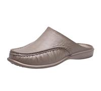Pantuflas de piel para mujer, pantuflas de verano para mujer, con frente, cerradas, transpirables, antideslizantes, informales, cómodas, resistentes al desgaste, ligeras, caqui, 43 EU