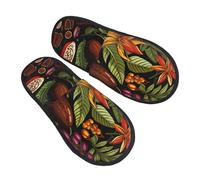 Pantuflas de plantas de cacao para mujeres y hombres, pantuflas antideslizantes para el hogar, cómodas y mullidas, de espuma viscoelástica, para dormitorio, zapatos de viaje, multicolor, 6/8 UK Men/ 6