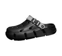 Pantuflas de playa para hombre, cómodas deslizantes, transpirables, perforadas, para uso al aire libre y comodidad, con diseño de plantilla de apoyo, sandalias sin cordones, Black, 39 2/3 EU