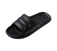 Pantuflas de playa para hombre, cómodas sandalias de verano para hombre, modernas para todas las estaciones, interiores y exteriores, cómodas con suela suave y ligera, sandalias sin cordones, Black