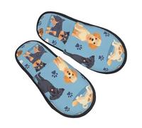 Pantuflas de raza de perro de dibujos animados para mujeres y hombres, antideslizantes, para interiores, cómodas, mullidas, de espuma viscoelástica, zapatos de viaje para dormitorio, multicolor, 6/8