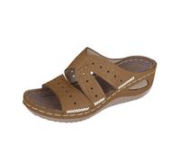 Pantuflas de tacón de cuña para mujer, pantuflas de verano para mujer, informales, puntera abierta, ligeras, ortopédicas, cómodas, con cojín de soporte de arco, sandalias de playa de ajuste ancho