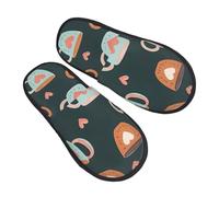 Pantuflas de taza de café para mujeres y hombres, con corazón de amor, antideslizantes, para interiores, cómodas, mullidas, de espuma viscoelástica, para dormitorio, zapatos de viaje, multicolor, 6/8