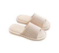 Pantuflas De Tela Pantuflas de lino for el hogar, pantuflas de lino silenciosas for interiores, sandalias de verano que absorben la humedad, zapatos antideslizantes for el suelo. Para Zapatillas(Whte,
