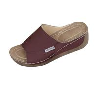 Pantuflas de verano cómodas y ligeras para mujer, para el hogar, interiores, antideslizantes, a la moda, con plataforma, bonitas, informales, elegantes, para caminar, vino, 38 EU