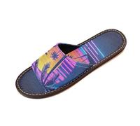 Pantuflas de verano con diseño de árbol de coco y puesta de sol, para interiores y exteriores, portátiles, antideslizantes, suela de goma personalizada, zapatos para el hogar, para invitados, hotel