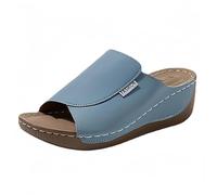 Pantuflas de verano para mujer, color sólido, sencillas, de moda, boca de pez, informales, pantuflas de goma para mujer, azul celeste, 40 EU
