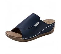 Pantuflas de verano para mujer, color sólido, sencillas, de moda, boca de pez, informales, pantuflas de goma para mujer, Blue, 38 EU