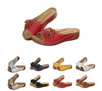 Pantuflas de verano para mujer, con parte inferior de pendiente, huecos, informales, puntera abierta, color sólido, decoración floral, antideslizantes, sandalias para exteriores, playa, viajes