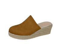 Pantuflas de verano para mujer, con puntera cerrada, talla grande, informales, con plataforma y tacón de cuña, Amarillo, 38 EU