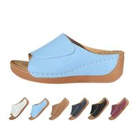 Pantuflas de verano para mujer, con tacón inclinado, boca de pez, antideslizantes, colores sólidos, para vacaciones, exteriores, playa, caminar, camping, senderismo, viajes, compras, ligeras