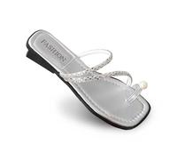 Pantuflas de verano para mujer, puntera desnuda, color sólido, temperamento de playa, antideslizantes, 2026, Silver, 39 EU