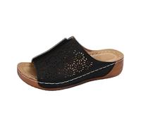 Pantuflas de verano para mujer, sandalias de cuña Peep Toe, sandalias ortopédicas huecas, sandalias de plataforma con suela suave, sandalias planas para exterior, cómodas pantuflas de playa, tallas 36