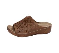 Pantuflas de verano para mujer, sandalias de cuña Peep Toe, sandalias ortopédicas huecas, sandalias de plataforma con suela suave, sandalias planas para exterior, cómodas pantuflas de playa, tallas 36