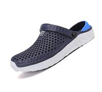 Pantuflas de verano transpirables para hombre, cómodas deslizantes, informales, unisex, para exteriores, lluvia, cómodas, diseño hueco, sandalias sin cordones, Blue, 40 2/3 EU