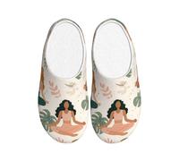 Pantuflas de yoga para mujer, de franela, para hombre, con hojas de palma, antideslizantes, cálidas, para invierno, para interiores y exteriores, multicolor, X-Large