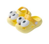 Pantuflas divertidas para niñas, material EVA suave, diseño de ojo grande, ligeras, para uso diario, interiores y exteriores, edad de doce meses hasta zapatos, botines y salón, Amarillo, 24 EU
