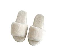 Pantuflas esponjosas de punta abierta para mujer, suela plana, puntera abierta, zapatos ligeros de color sólido, minimalistas, cómodos, para el hogar, versátiles y suaves, para interiores y exteriores