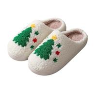 Pantuflas esponjosas para mujeres y hombres, pantuflas de Navidad para otoño e invierno, zapatos de casa, cálidas, suaves y cómodas, 5 verde, 40 EU