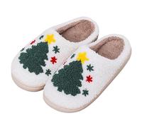 Pantuflas esponjosas para mujeres y hombres, pantuflas de Navidad para otoño e invierno, zapatos de casa, cálidas, suaves y cómodas, 3 blanco., 41 EU