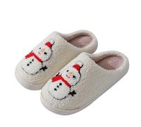 Pantuflas esponjosas para mujeres y hombres, pantuflas de Navidad para otoño e invierno, zapatos de casa, cálidas, suaves y cómodas, 2 blancos., 36.5 EU
