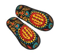 Pantuflas étnicas africanas para mujeres y hombres, indias, antideslizantes, para interiores, cómodas, mullidas, de espuma viscoelástica, para dormitorio, zapatos de viaje, multicolor, 6/8 UK Men/ 6