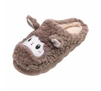 Pantuflas femeninas cálidas con forro polar para interior y exterior antideslizantes y con diseño de animados (Coffee-b, 37)