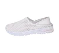 Pantuflas femeninas cómodas para trabajo informal y citas con diseño práctico de punta cerrada para todas las estaciones (White, 43)