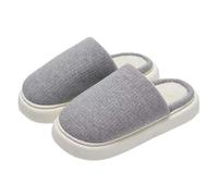 Pantuflas femeninas de invierno con suela gruesa antideslizante para el calzado cómodo y cálido para parejas (Grey, 41) #5353
