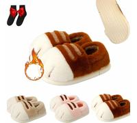 Pantuflas forma pata gato para mujer, pantuflas forma pata gato, lindas y divertidas pantuflas dibujos animados 3D pata gato, pantuflas ligeras, cálidas y peludas para interiores (44-45EU,Brown)