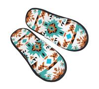 Pantuflas geométricas étnicas aztecas para mujeres y hombres, indias, antideslizantes, para interiores, cómodas, mullidas, de espuma viscoelástica, para dormitorio, zapatos de viaje, multicolor, 6/8