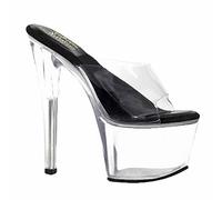 Pantuflas Hombre 17 CM / 6.69 IN Bombas Zapatos Transparentes con Fondo De Cristal De Gran Tamaño,Zapatos De Baile En Barra para Mujer Unisex,Negro,37 EU