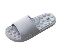 Pantuflas Hombre Pie Ancho Zapatillas Hombre Suela de Fieltro Hombres Par de Zapatos de Color Sólido Antideslizante Masaje de Pies Zapatillas de Casa Baño Plataforma Pantuflas, gris, 43 EU