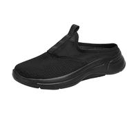 Pantuflas Hombre Verano Abierto Zapatillas de Felpa Hombres Mocasines Malla Para Viajes Al Aire Libre, Todo Negro, Grandes Zapatos Casuales, Zapatillas De Hombre Ligero Con Suela Suave, Negro , 40 EU