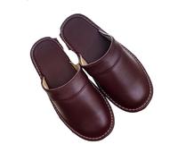 Pantuflas Hombre Zapatillas de casa de cuero económicas for hombre, zapatos tipo chanclas for interior, talla grande 47-48, pantuflas cerradas for hombre, zapatos unisex for parejas(Wine red,41-42)