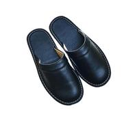 Pantuflas Hombre Zapatillas de casa de cuero económicas for hombre, zapatos tipo chanclas for interior, talla grande 47-48, pantuflas cerradas for hombre, zapatos unisex for parejas(Black,43-44)