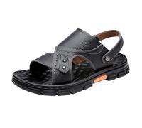 Pantuflas Hombres Con Correa Trasera Sandalias Hombres Cuero Impermeable Antideslizante Pantuflas Plataforma Pantuflas Sandalias Ajustables Sandalias Ahuecas Transpirable Slippers Suave Sandalias de