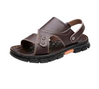Pantuflas Hombres Con Correa Trasera Sandalias Hombres Cuero Impermeable Antideslizante Pantuflas Plataforma Pantuflas Sandalias Ajustables Sandalias Ahuecas Transpirable Slippers Suave Sandalias de