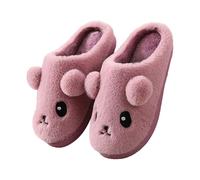 Pantuflas informales de felpa para hombre y mujer, con parte inferior plana, pantuflas de felpa a la moda, pantuflas cálidas de Navidad, botines para mujer, para interiores y exteriores, Purple, 37 EU