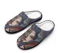 Pantuflas japonesas de franela con media máscara de geisha para hombre, espuma viscoelástica, suaves, cálidas, estampadas, Estilo 25, 47/48 EU