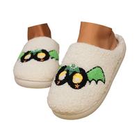 Pantuflas ligeras y transpirables para mujer, con patrones relacionados con Halloween, de tela suave al tacto, para todo el día, para interiores, zapatos cómodos estilo mule, en climas fríos o