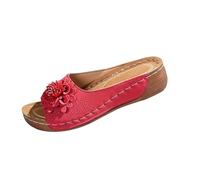 Pantuflas Mujer Pantuflas de Verano Sandalias de Verano con Cuña con Flores Punta Abierta Zapatos Suela Gruesa Resistente a la Abrasión Sandalias de Cuña Cómodas Slip-On Sandalias Casuales Hermosas