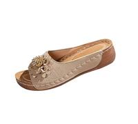 Pantuflas Mujer Pantuflas de Verano Sandalias de Verano con Cuña con Flores Punta Abierta Zapatos Suela Gruesa Resistente a la Abrasión Sandalias de Cuña Cómodas Slip-On Sandalias Casuales Hermosas