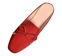 Pantuflas Mujer Planas, Pantuflas Mujer Verano Frente Cerrado Zapatos Elegantes Pantuflas Cómodas Pantuflas Mariposa Pantuflas Ligeras Planas Zapatos Suave Antideslizante Mocasines, rojo, 37 EU